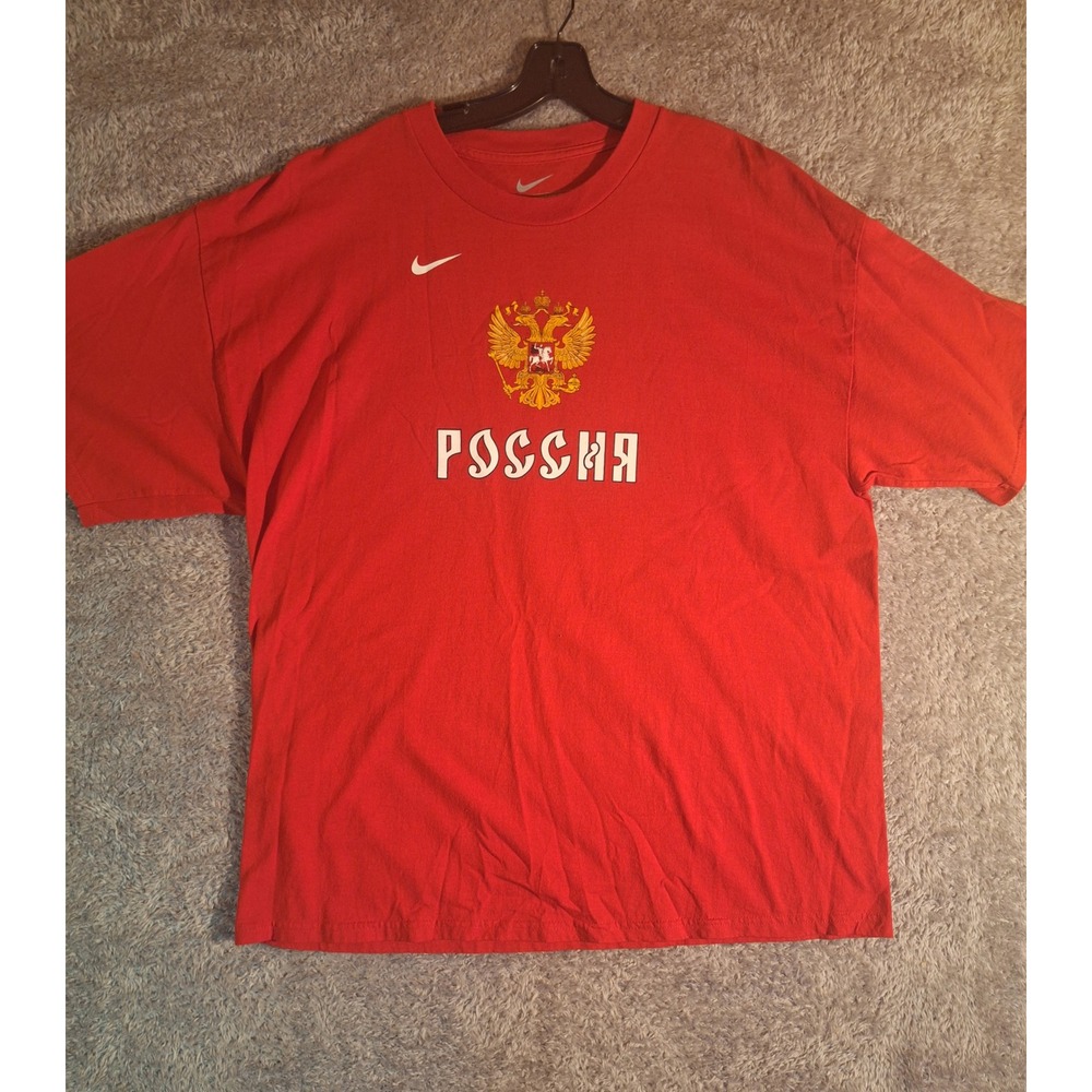 Nike NHL Alex Ovechkin Russia Hockey T-Shirt Mens 2XL Red Rossiya NHLPA Sporty